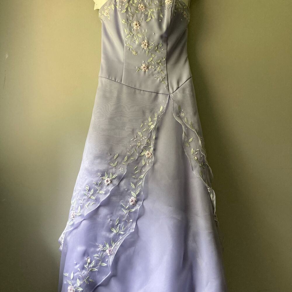 Alfred Angelo Vintage Lilac Blue Floral Sleeveless Princess Prom Dress size 10 - Picture 4 of 10